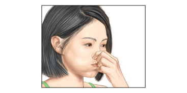 راهنما تصویری مانور والسالوا شامل یک زن که دماغ و دهن خود را بسته و در حال فشار اوردن به ان می باشد