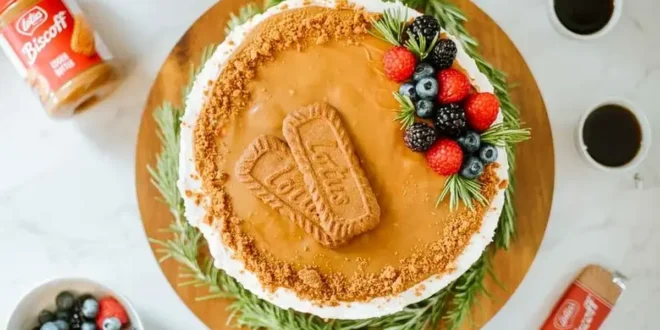 طرز تهیه دسر بیسکوییت و انار با کرم لوتوس ویژه شب یلدا