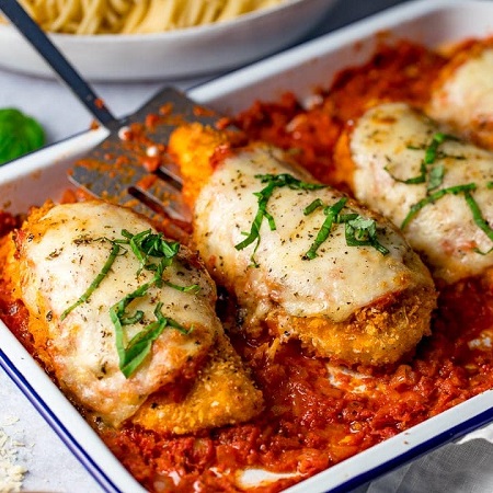 طرز تهیه مرغ پارمسان , دستور پخت چیکن پارمزان , چیکن پارمزان با پاستا