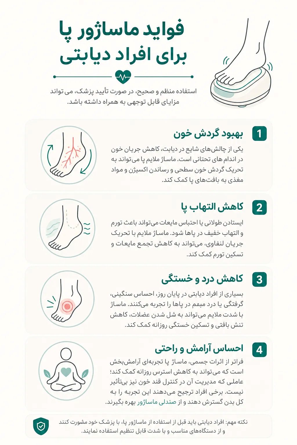 ماساژور پا برای بیماران دیابتی و نکات ایمنی و انتخاب مدل مناسب فواید ماساژور پا برای افراد دیابتی