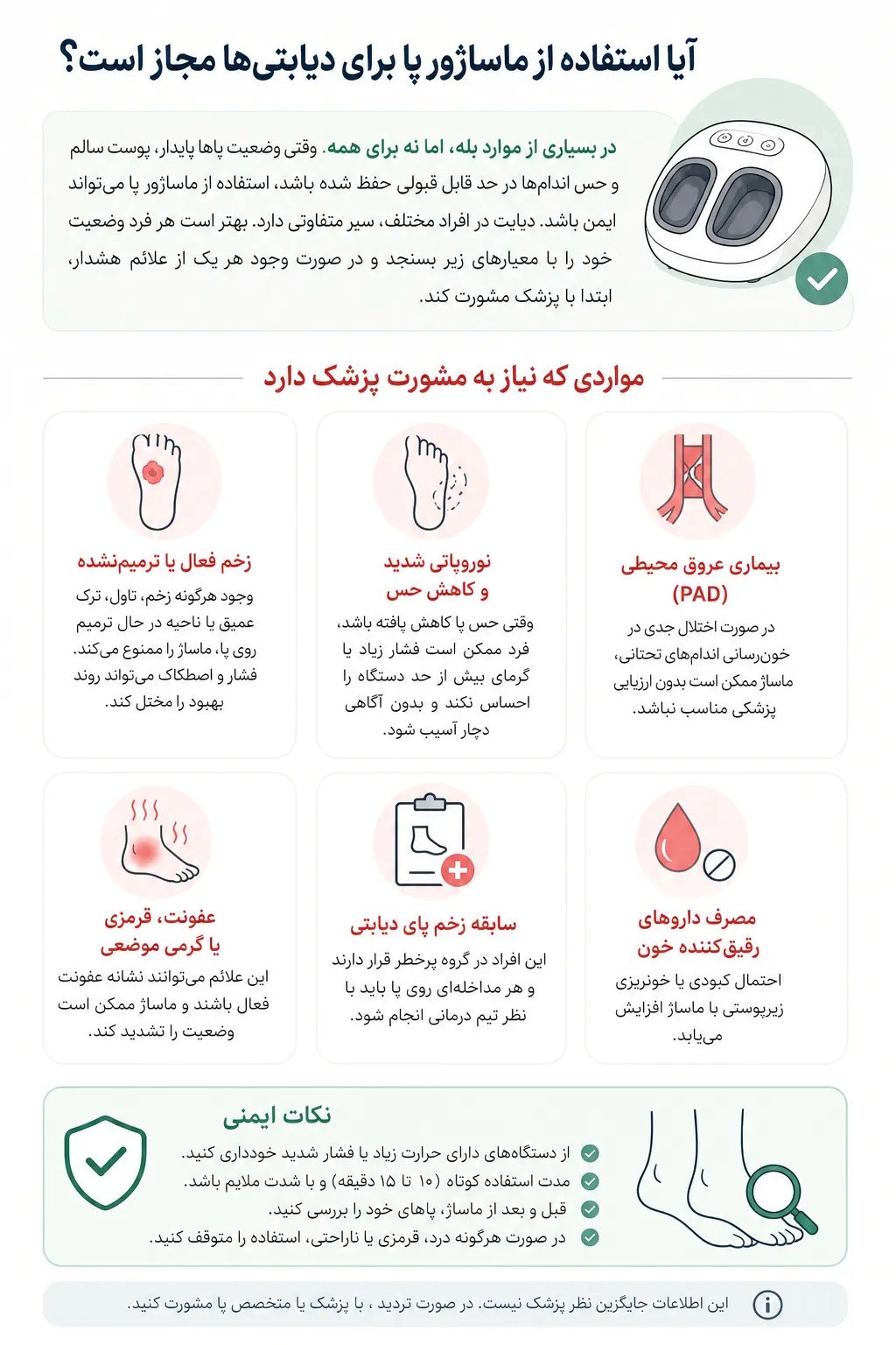 ماساژور پا برای بیماران دیابتی و نکات ایمنی و انتخاب مدل مناسب آیا استفاده از ماساژور پا برای دیابتیها مجاز است؟